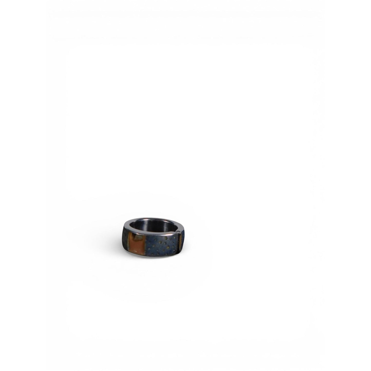 Wide Band Adjustable Ring Abstract Resin Inlay Modern Statement
