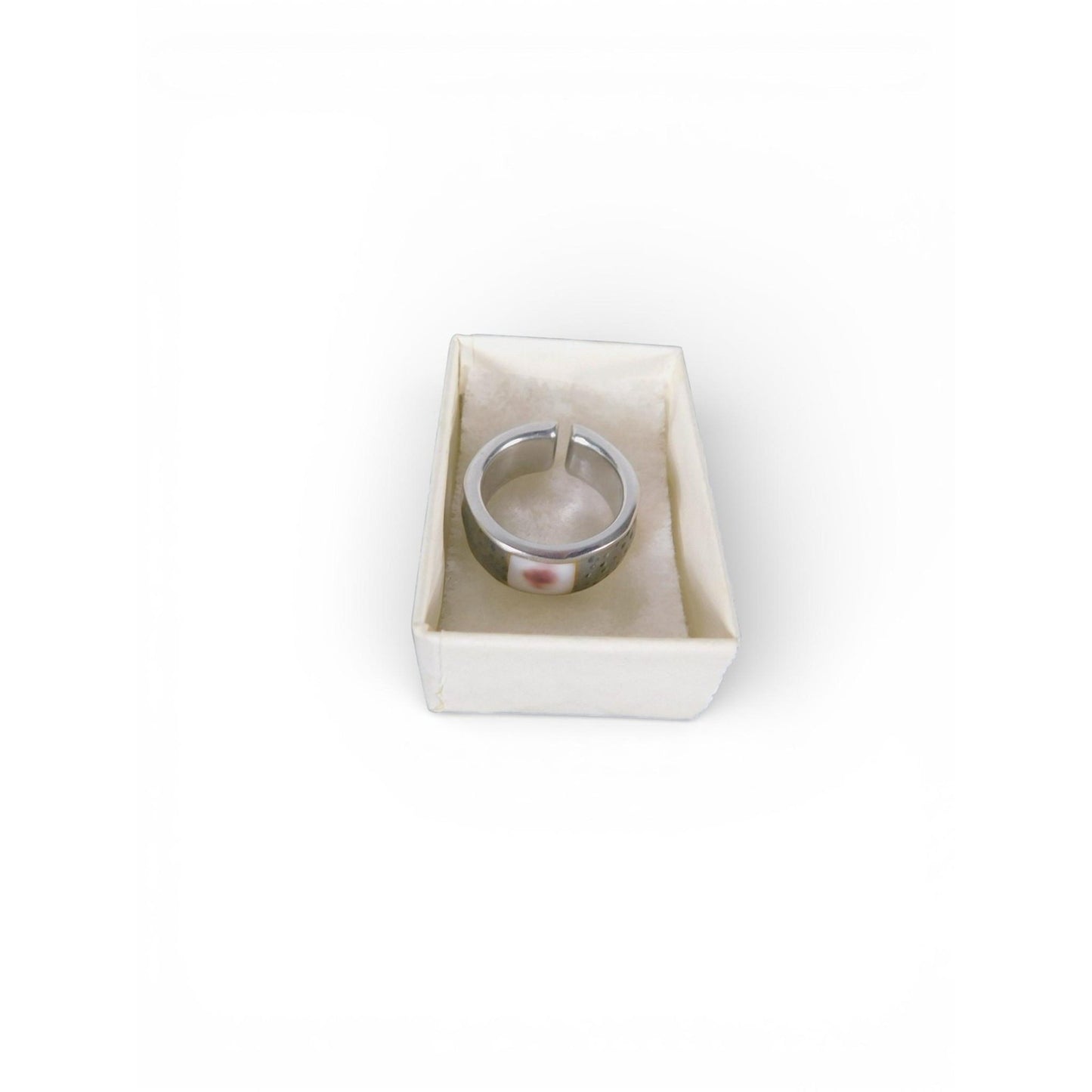 Wide Band Adjustable Ring Abstract Resin Inlay Modern Statement