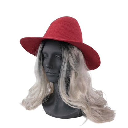 Red Knit Wide Brim Witch Hat Stylish Accessory