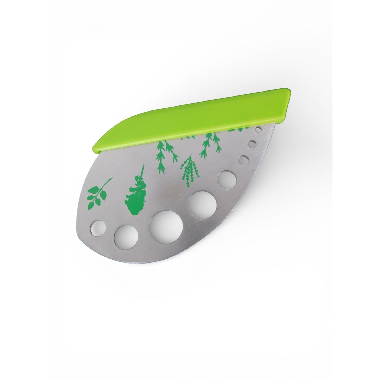 Green Herb Mezzaluna Knife Stainless Steel Leaf Handle Kitchen Tool Chopper