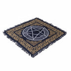 Pentacle Celtic Knot Altar Cloth Fringe Black Gold Wicca Witchcraft Tarot