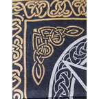 Pentacle Celtic Knot Altar Cloth Fringe Black Gold Wicca Witchcraft Tarot