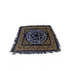 Pentacle Celtic Knot Altar Cloth Fringe Black Gold Wicca Witchcraft Tarot