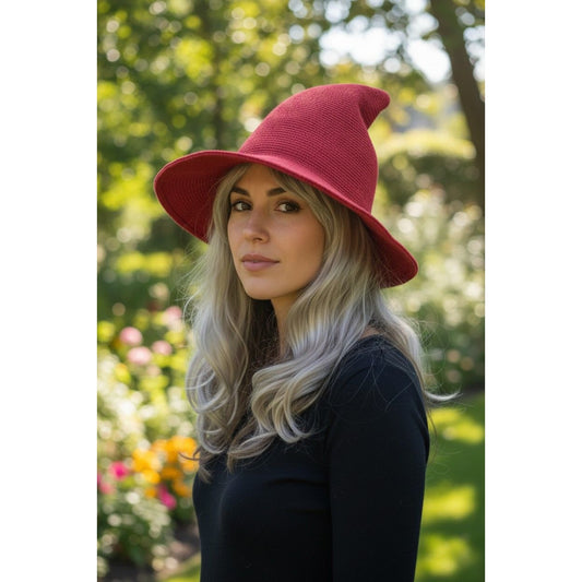 Red Woven Witch Hat - Adult Ritual & Everyday Wear - New