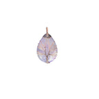 The Witches' Quest amethyst teardrop pendant with copper wire wrapped tree of life design on a white background