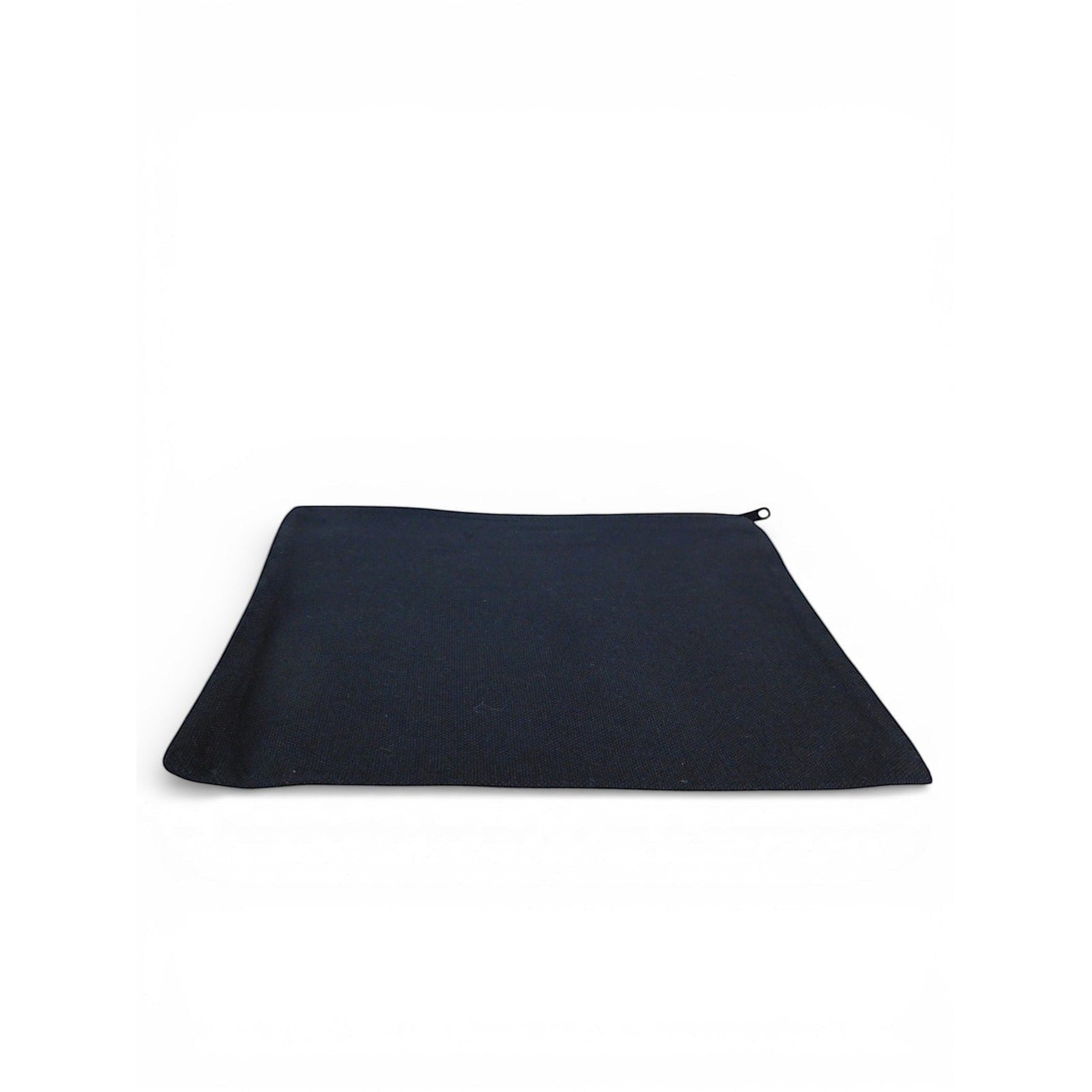 The Witches' Quest black canvas zip clutch bag shown from the plain back side against a white background