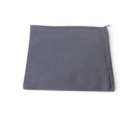 The Witches' Quest black canvas zipper pouch for cosmetics and stationery with a durable fabric texture.