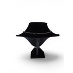 The Witches' Quest black metal chain necklace with lobster clasp shown on a black velvet display stand