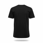 The Witches' Quest black crew neck t-shirt shown from the back, made of soft cotton with a classic fit.