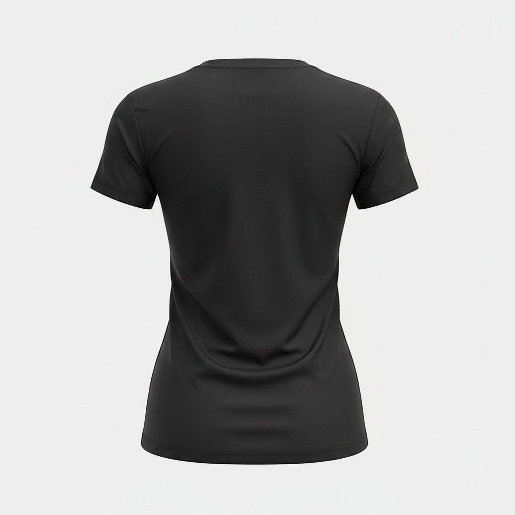 The Witches' Quest black cotton crewneck t-shirt, back view showing a plain, solid-colored design.