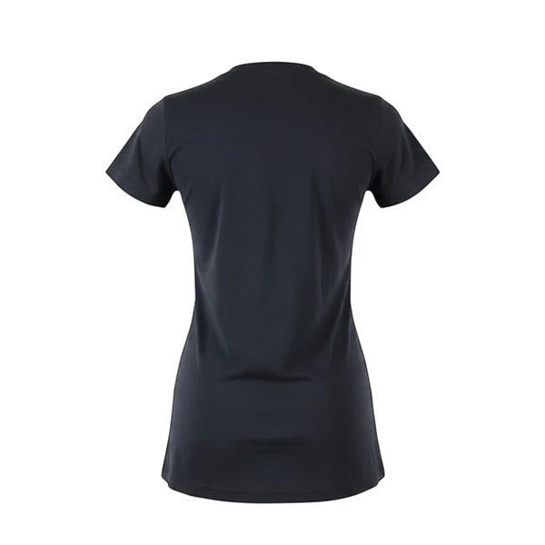 The Witches' Quest black 100% cotton crewneck T-shirt, back view showing plain solid fabric.