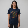 The Witches' Quest black cotton unisex t-shirt featuring a Beware The Forest Witch cottage graphic print