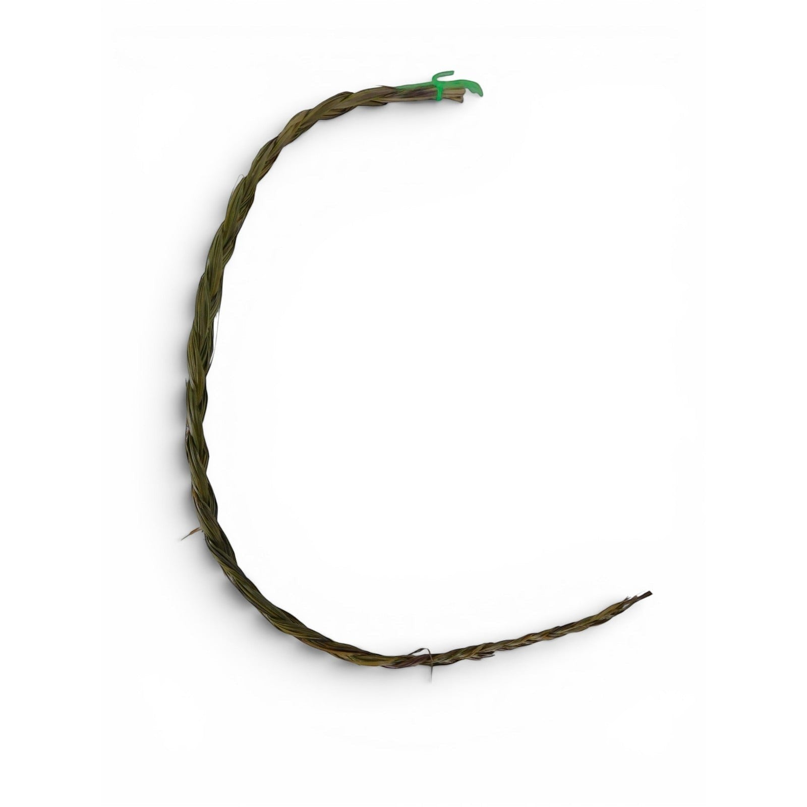 The Witches' Quest braided sweetgrass smudge stick with green tie for cleansing and ritual protection