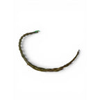 The Witches' Quest braided sweetgrass smudge stick for cleansing and ritual use with green tie on white background