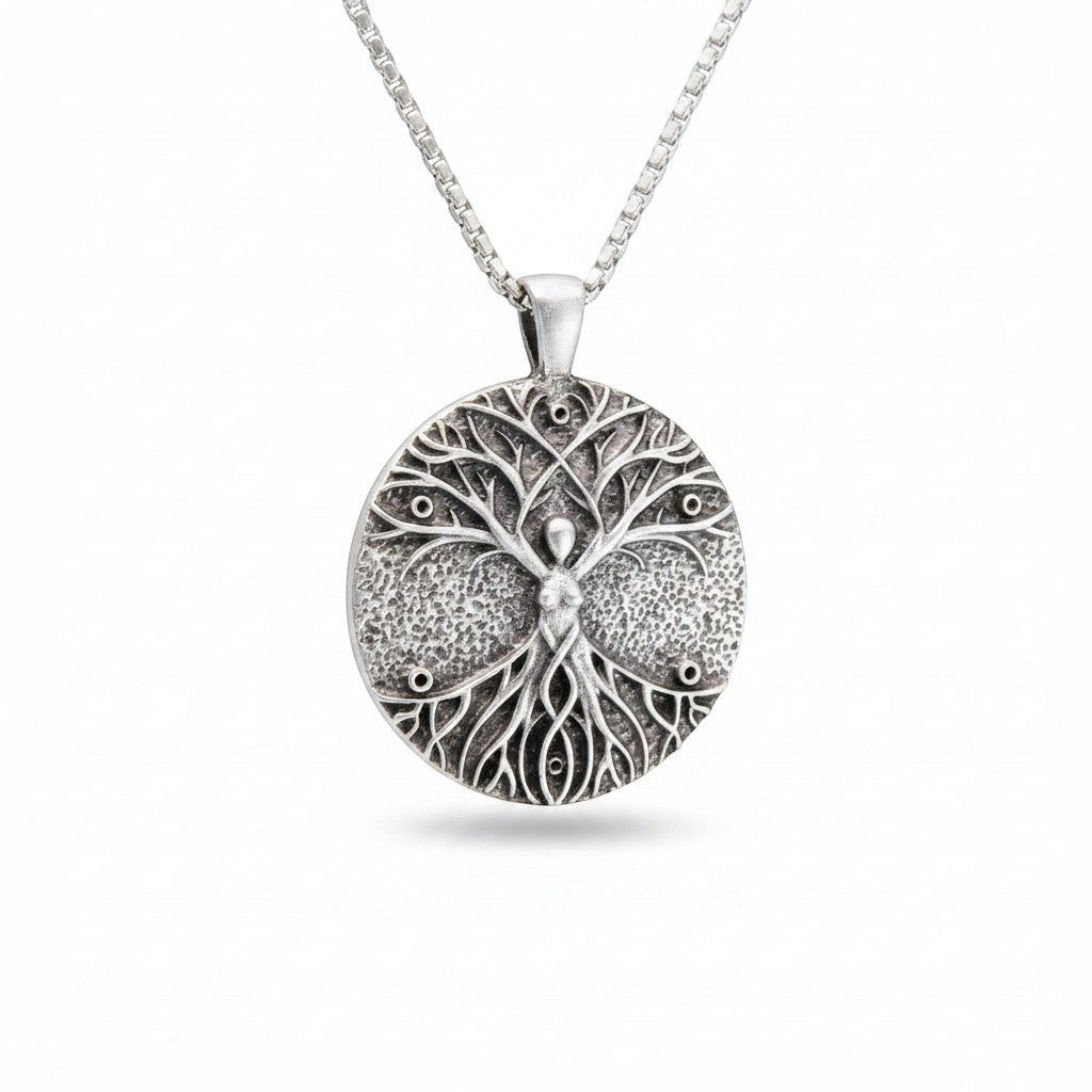 The Witches' Quest Celtic Tree of Life alloy pendant necklace featuring an intricate silver-toned sacred symbol.