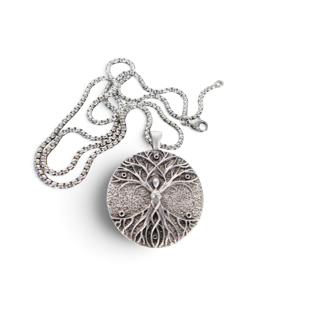 The Witches' Quest Celtic Tree of Life pendant necklace in silver-tone alloy with an intricate circular design.