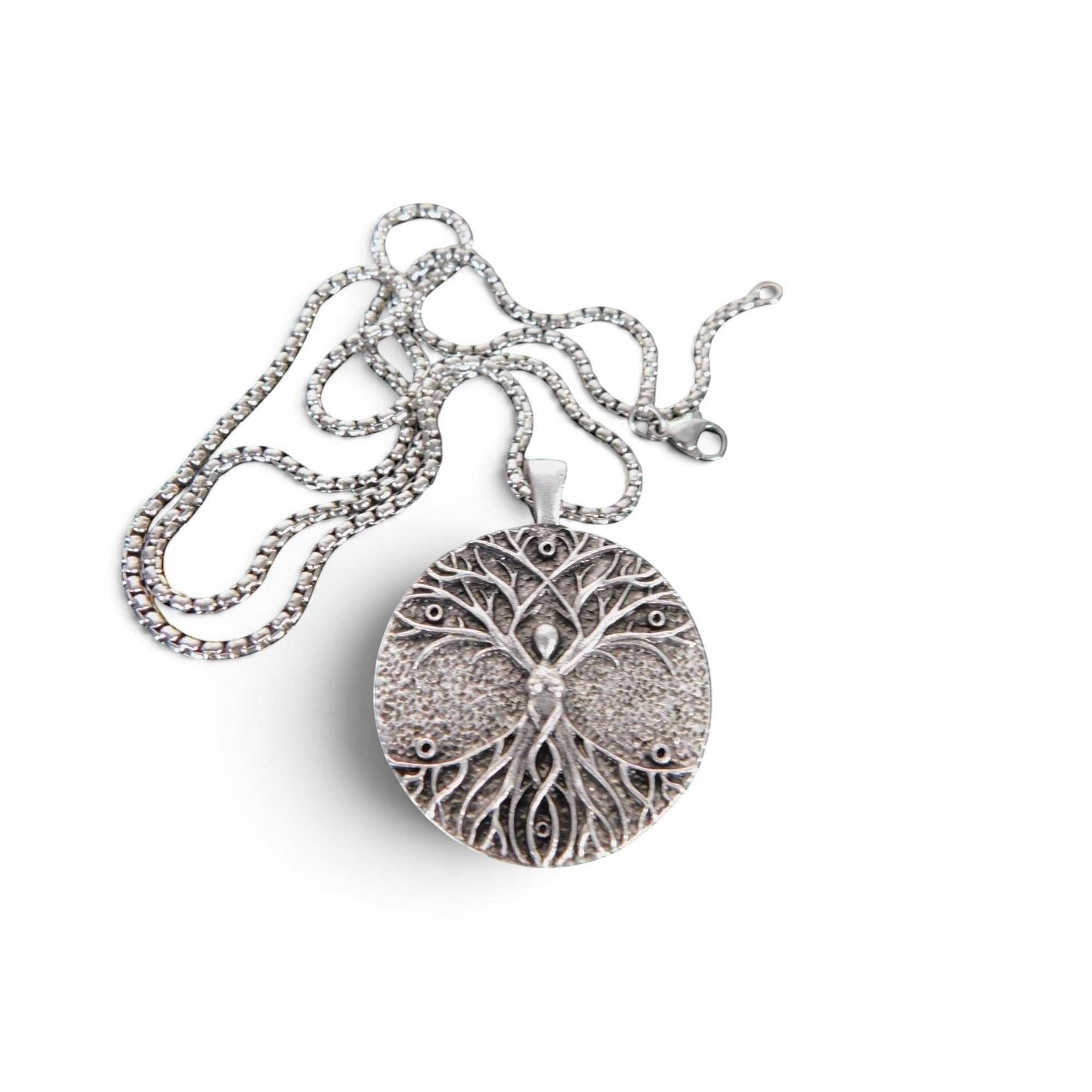 The Witches' Quest Celtic Tree of Life pendant necklace in silver-tone alloy with an intricate circular design.