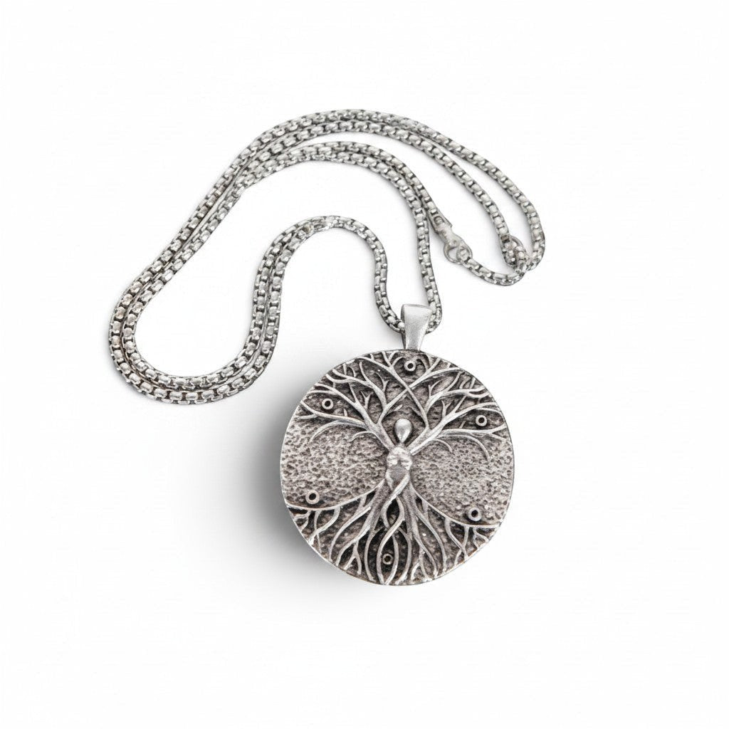 The Witches' Quest silver alloy Celtic Tree of Life pendant necklace with intricate roots and branches design