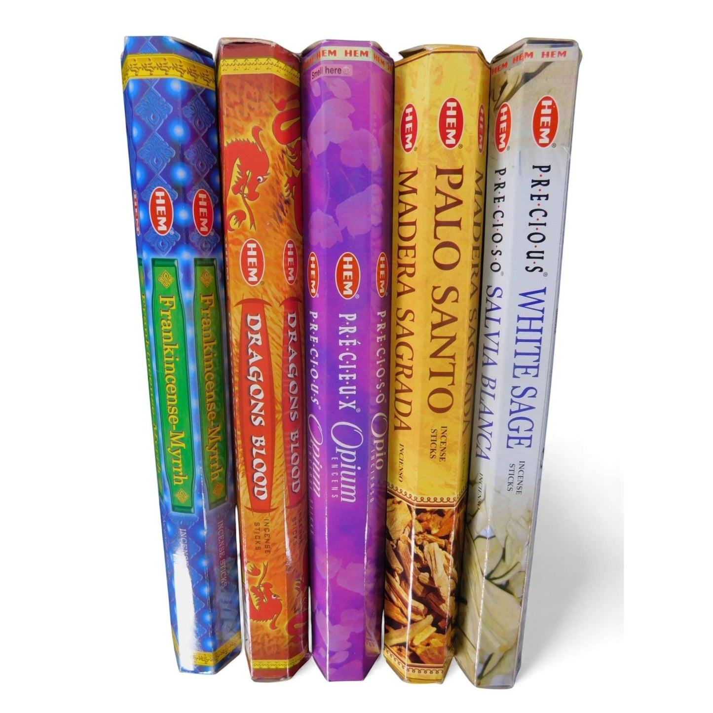 The Witches' Quest ceremonial incense pack featuring five HEM scent tubes including Frankincense, Myrrh, and White Sage.