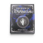 The Witches' Quest hardcover Book of Divination featuring a celestial blue and black cover with silver palmistry art.