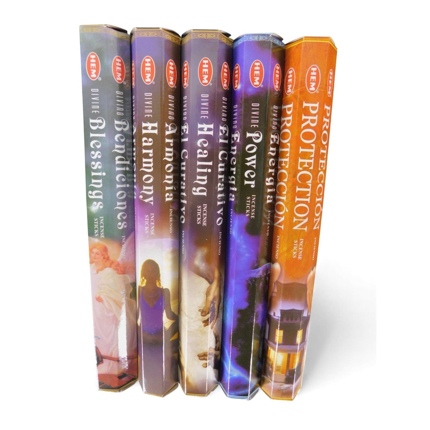 The Witches' Quest Divine Healing incense pack featuring 5 HEM hex tubes for ritual, blessing, and spiritual work.