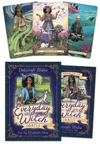 The Witches' Quest Everyday Witch Oracle deck featuring whimsical illustrations, 40 cards, and a 112-page guidebook.