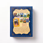 The Witches' Quest Everyday Witch Tarot box back featuring whimsical illustrations of cats, witches, and magic.