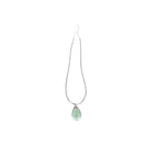 The Witches' Quest green aventurine teardrop pendant with a copper wire wrapped tree of life design on a cord necklace