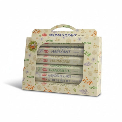 The Witches' Quest HEM aromatherapy incense sticks gift set in a floral patterned box for relaxation and meditation.