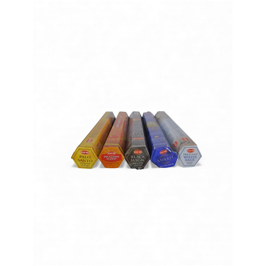 The Witches' Quest incense pack featuring five HEM scent tubes for protection, cleansing, and banishing rituals.
