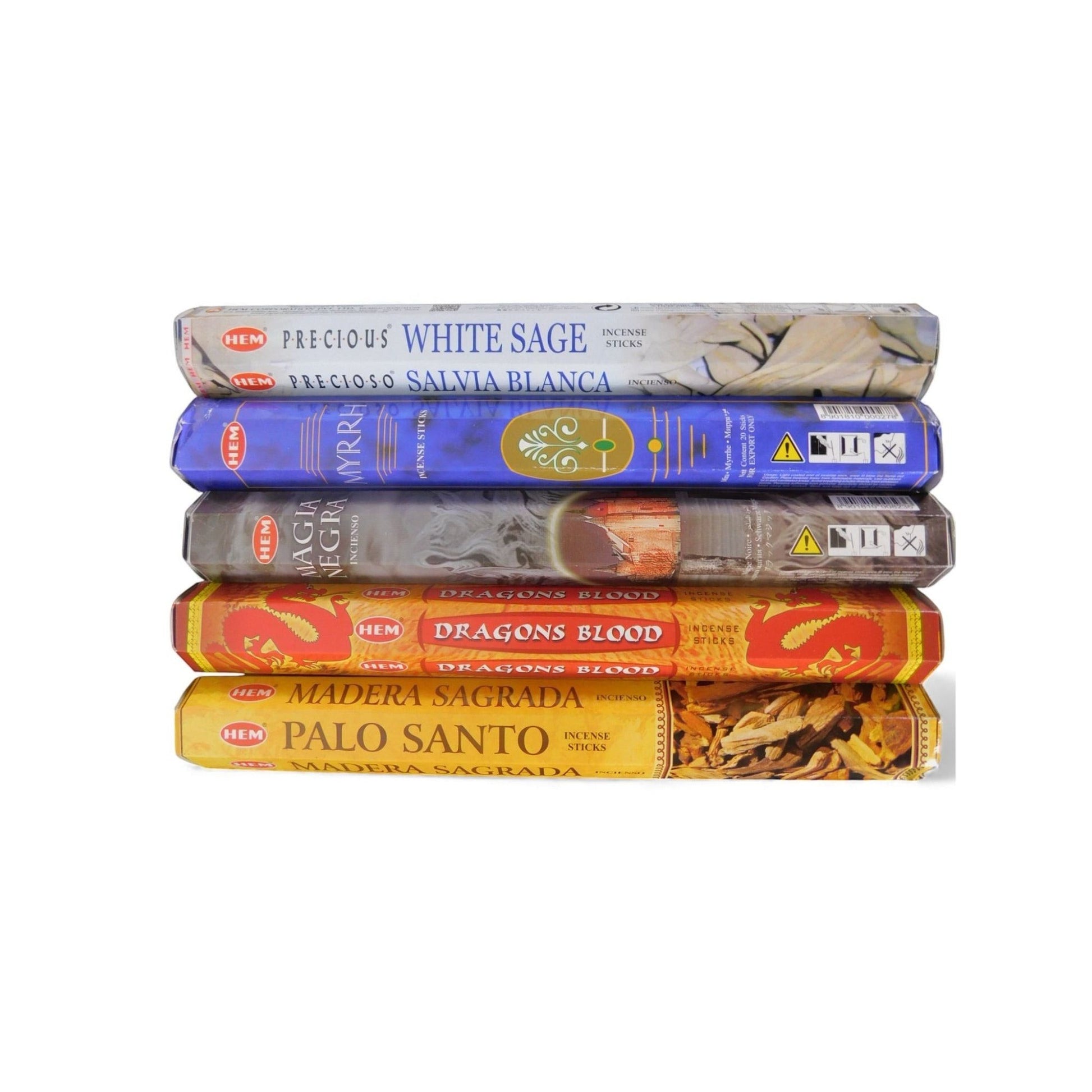 The Witches' Quest incense pack featuring 5 HEM scents for protection and cleansing, including Sage and Dragon's Blood.