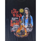 The Witches' Quest black cotton unisex t-shirt featuring a vibrant The Love Witch movie poster graphic print.