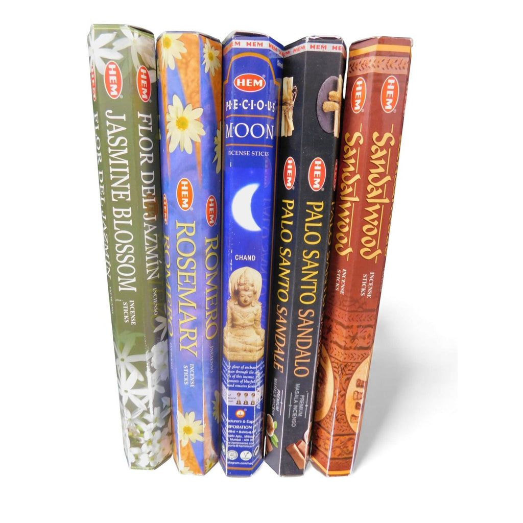 The Witches' Quest lunar magic incense pack featuring five HEM scent tubes for moon rituals and meditation.