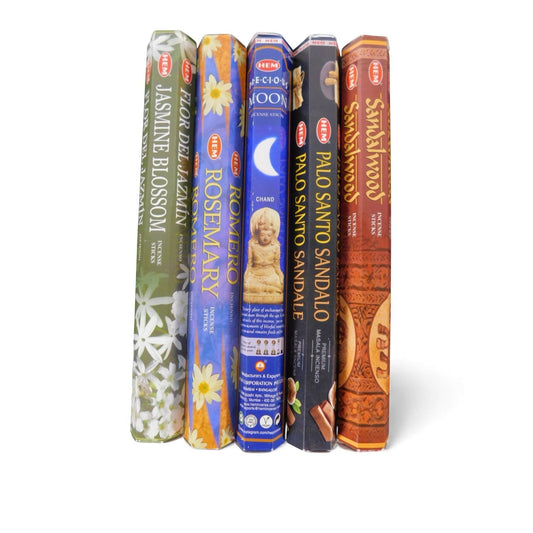 The Witches' Quest lunar magic incense pack featuring five HEM scent tubes for moon rituals and meditation.