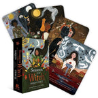 The Witches' Quest Seasons of the Witch Mabon oracle deck box and illustrated cards featuring autumn and nature themes.