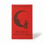 The Witches' Quest Mensajes de Número de Ángel mini tarot deck in Spanish with red box and celestial moon artwork.