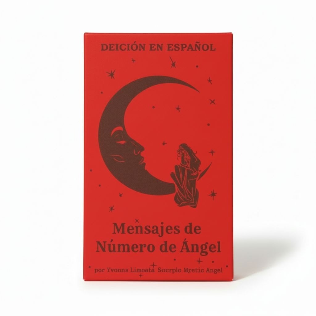 The Witches' Quest Mensajes de Número de Ángel mini tarot deck in Spanish with red box and celestial moon artwork.