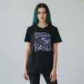 The Witches' Quest black cotton crewneck t-shirt with white Midnight Margaritas celestial and cocktail graphic print.