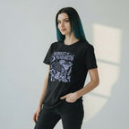 The Witches' Quest black cotton crewneck t-shirt featuring a white Midnight Margaritas celestial cocktail graphic.