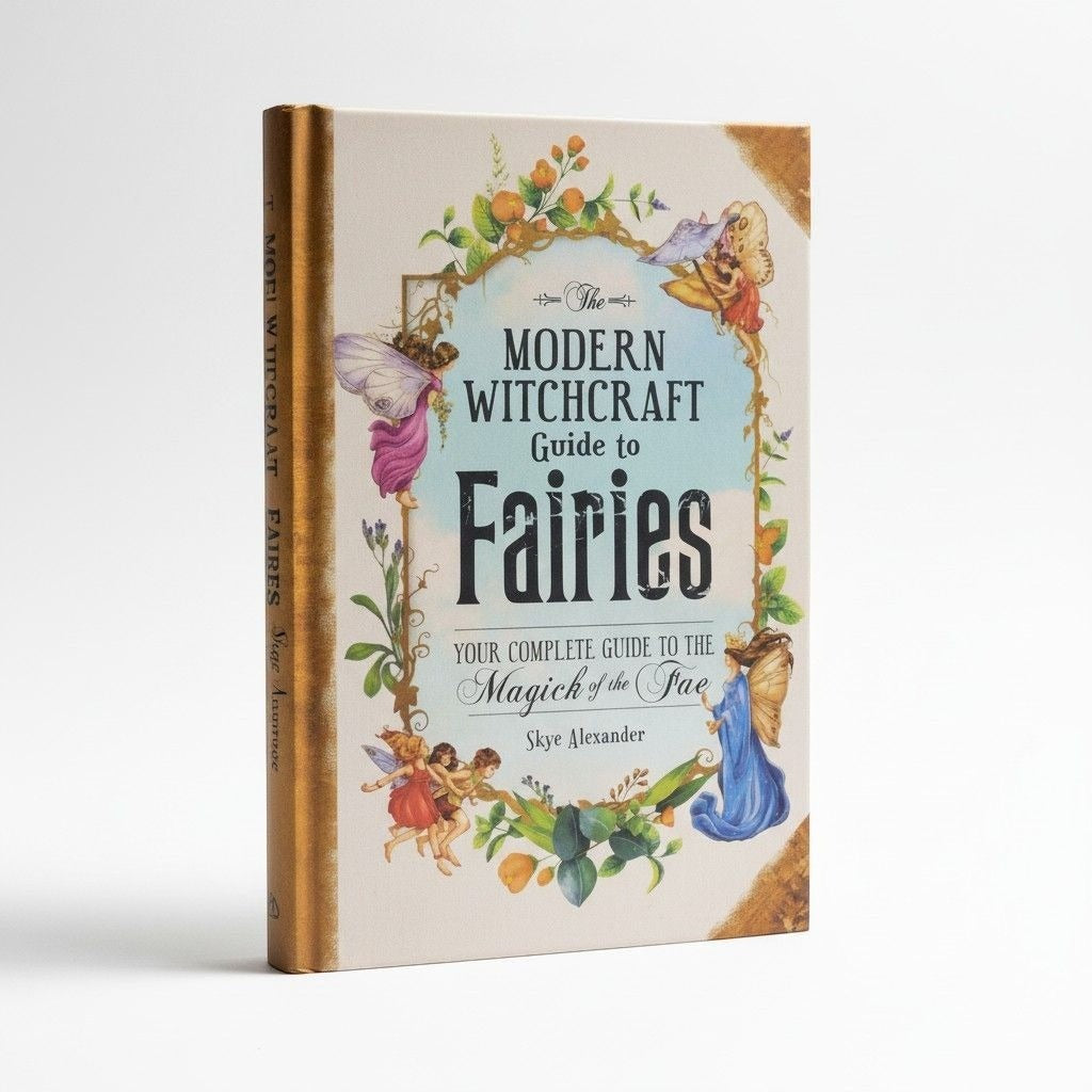 The Witches' Quest Modern Witchcraft Guide to Fairies hardcover book with floral and fairy illustrations