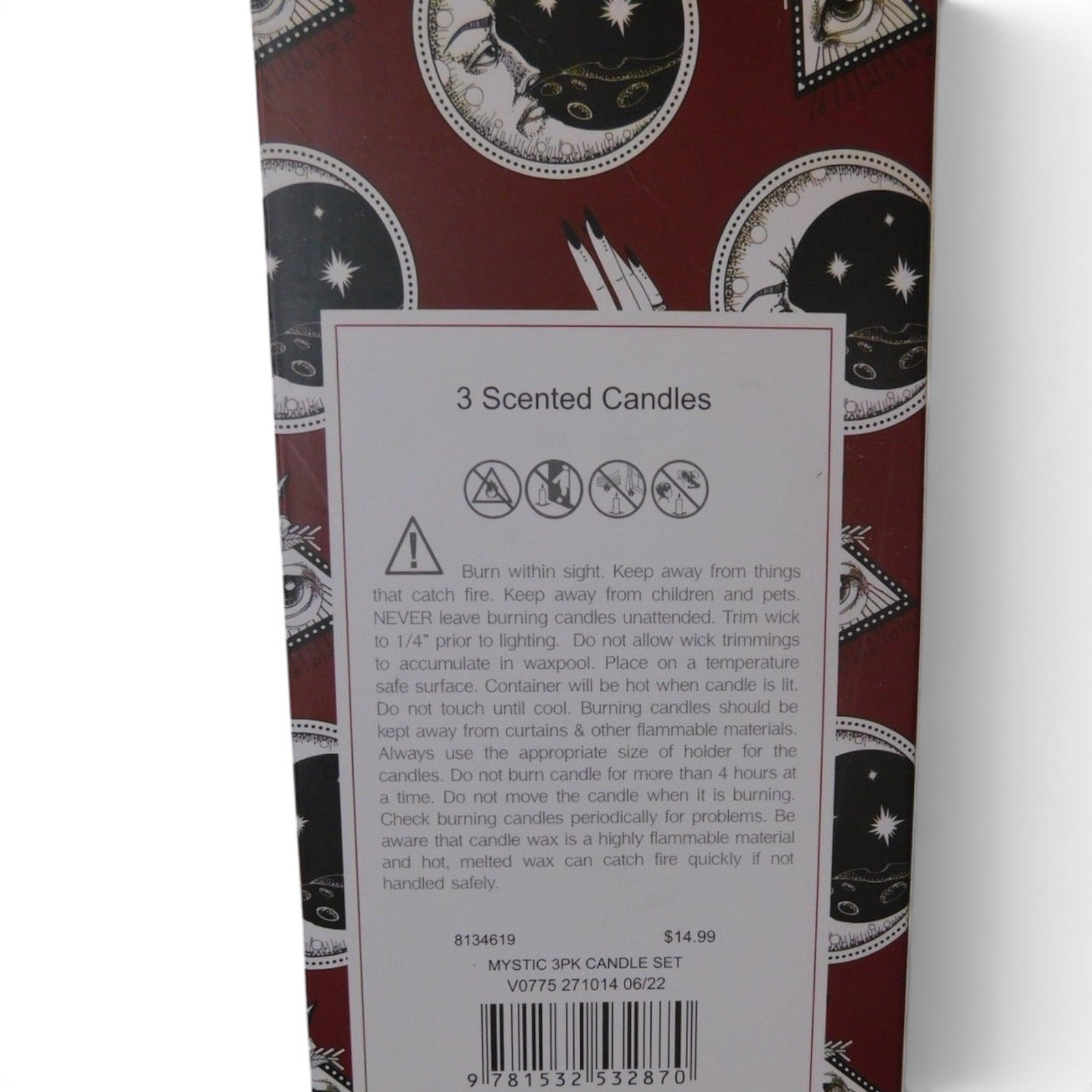 The Witches' Quest I Am The Universe pomegranate noir scented candle set in box with celestial and mystical artwork