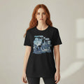The Witches' Quest black cotton crewneck t-shirt featuring a vintage Practical Magic movie collage graphic print.