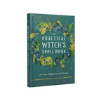 The Witches' Quest hardcover spell book with green cover, floral wreath illustration, and gold star accents.