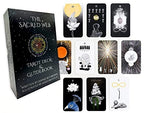 The Witches' Quest The Sacred Web tarot deck and guidebook set featuring cosmic artwork on dark charcoal cards