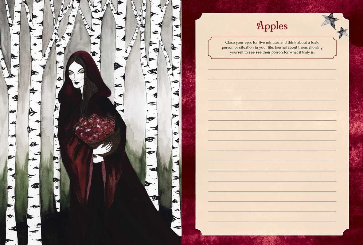 The Witches' Quest Seasons of the Witch Samhain Journal open page featuring a witch illustration and writing prompt