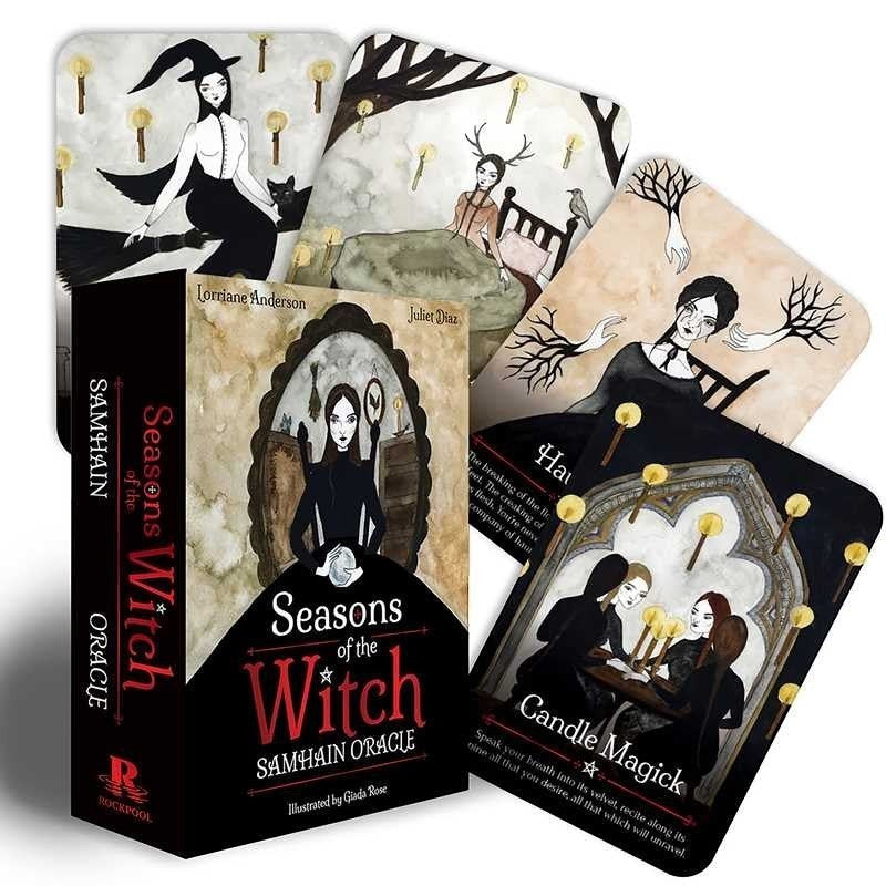 The Witches' Quest Seasons of the Witch Samhain Oracle deck and guidebook set with illustrated cards and box