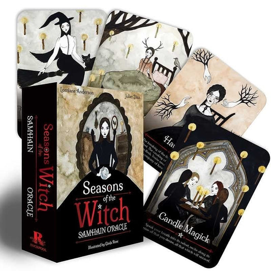 The Witches' Quest Seasons of the Witch Samhain Oracle deck and guidebook set with illustrated cards and box