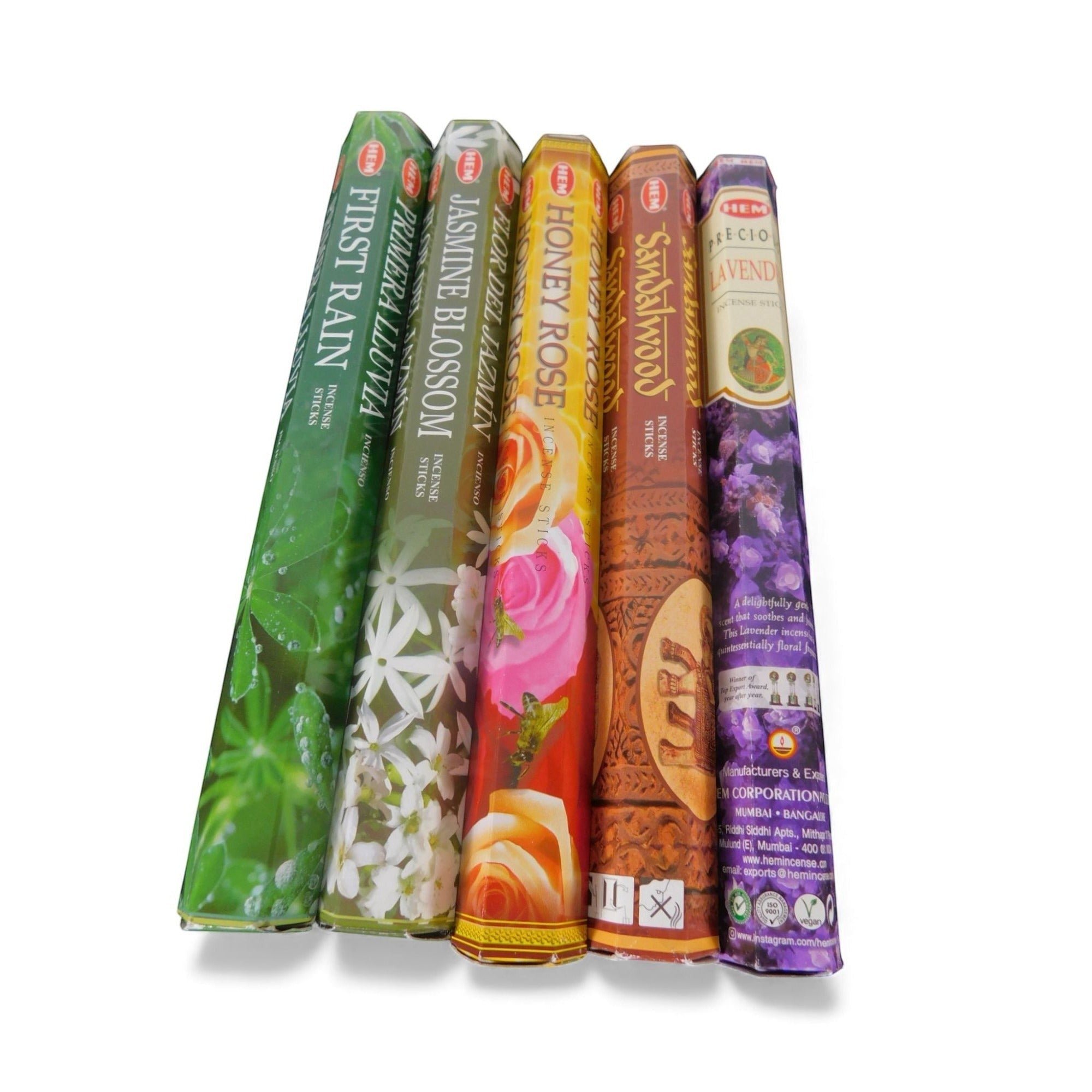 The Witches' Quest self-love incense pack featuring five HEM scent tubes including lavender, jasmine, rose, and sandalwood.