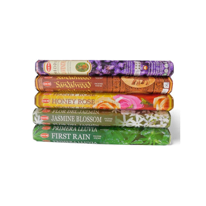 The Witches' Quest self-love incense pack featuring five HEM scent tubes including lavender, sandalwood, and rose.
