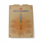 The Witches' Quest Seven Chakras incense sticks packaging featuring a meditation figure with colorful chakra symbols.